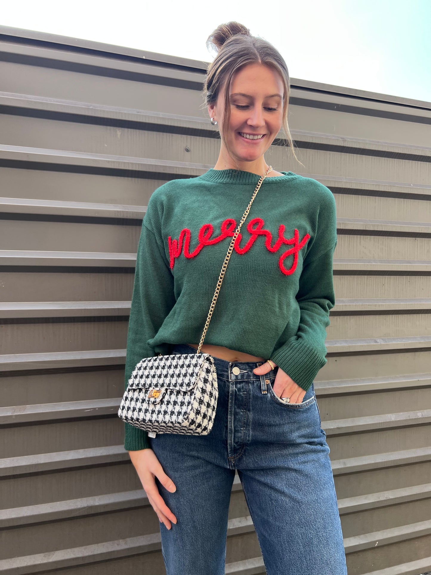 MERRY TINSEL SWEATER IN GREEN - THE HIP EAGLE BOUTIQUE