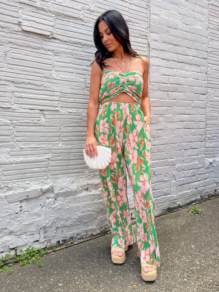 tropical pleated outfit sets