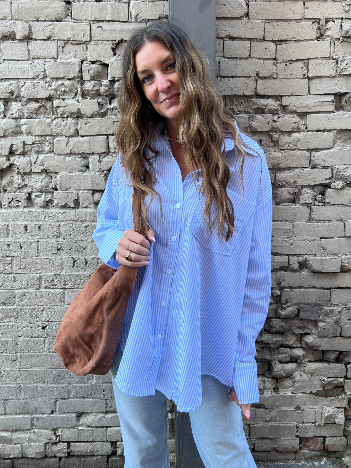 BUSINESS CASUAL STRIPED BUTTON UP SHIRT - THE HIP EAGLE BOUTIQUE