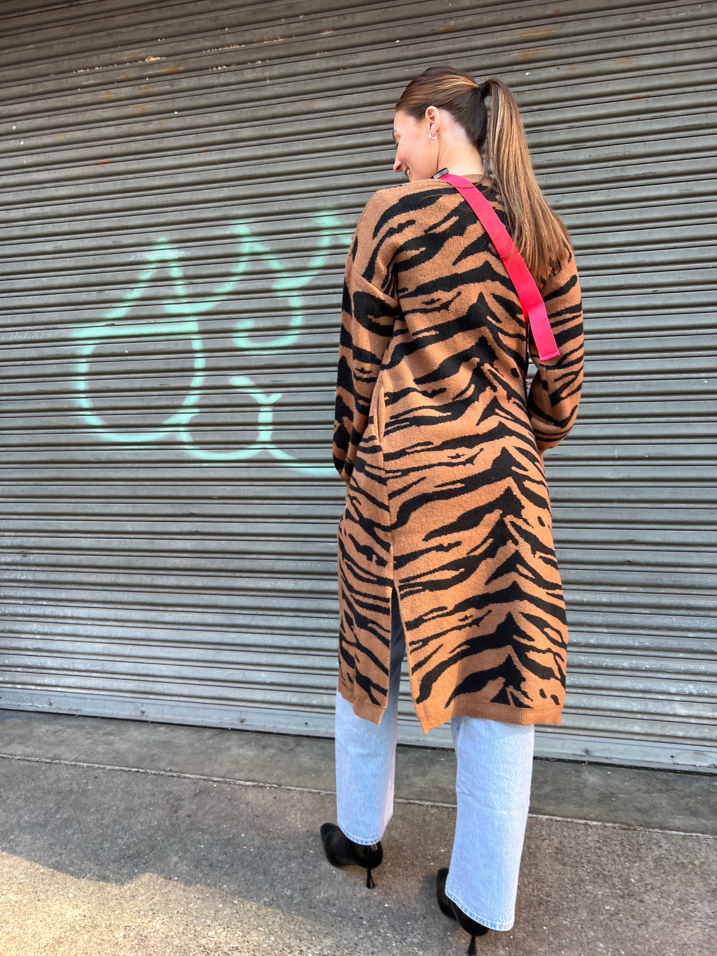 LINE & DOT AROUND TOWN BROWN AND BLACK ZEBRA PRINT CARDI - THE HIP EAGLE BOUTIQUE