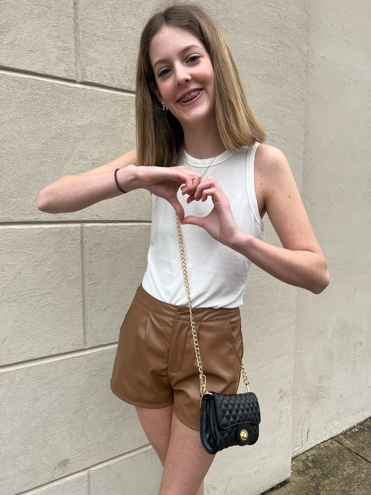 TWEEN - RODEO VEGAN LEATHER SHORTS