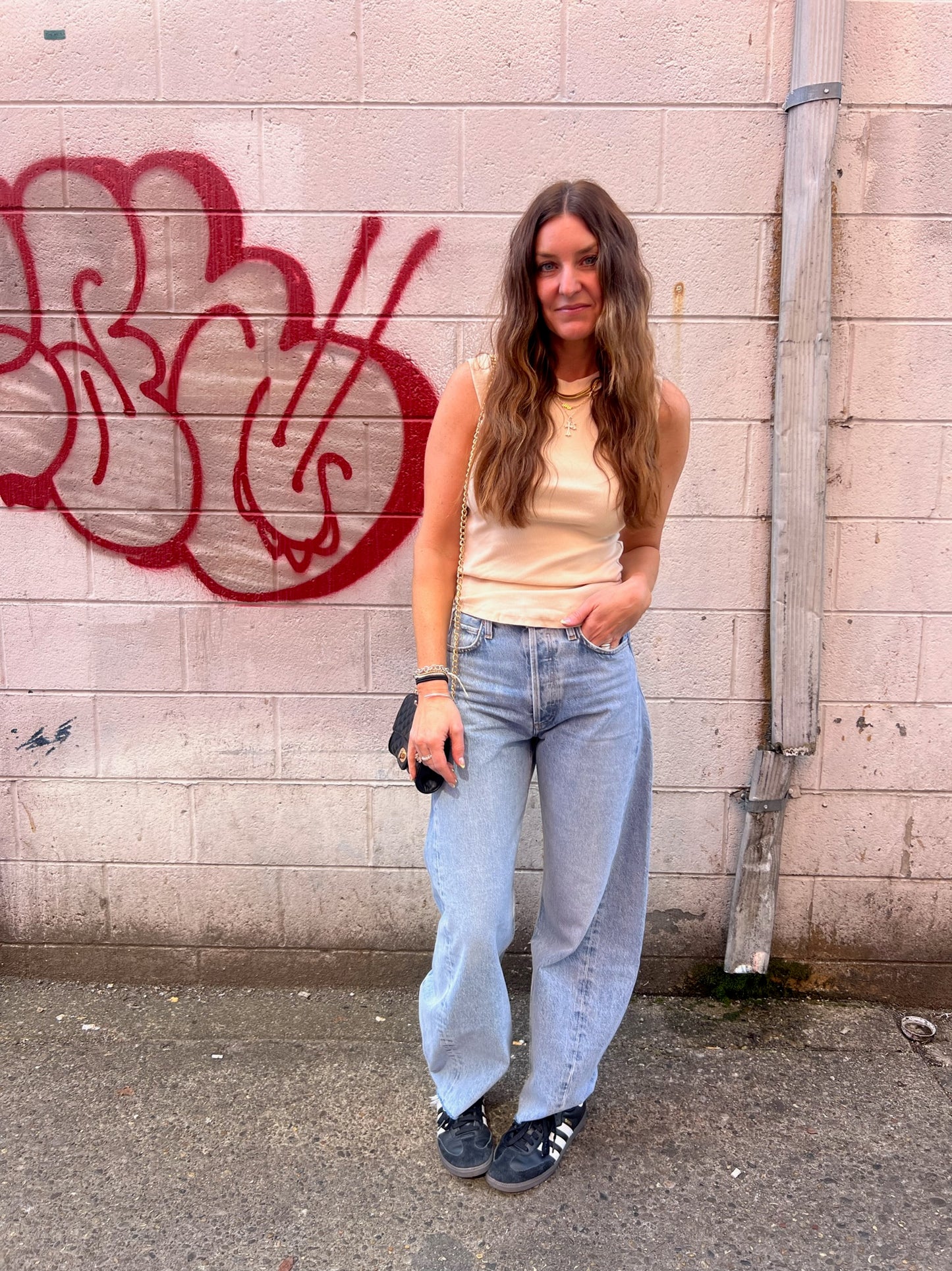 AGOLDE LUNA HIGH RISE PIECED DENIM JEANS