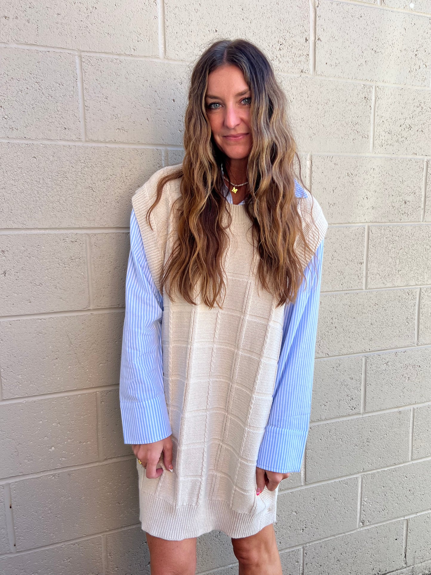 AUTUMN IVORY KNIT VEST MINI DRESS - THE HIP EAGLE BOUTIQUE
