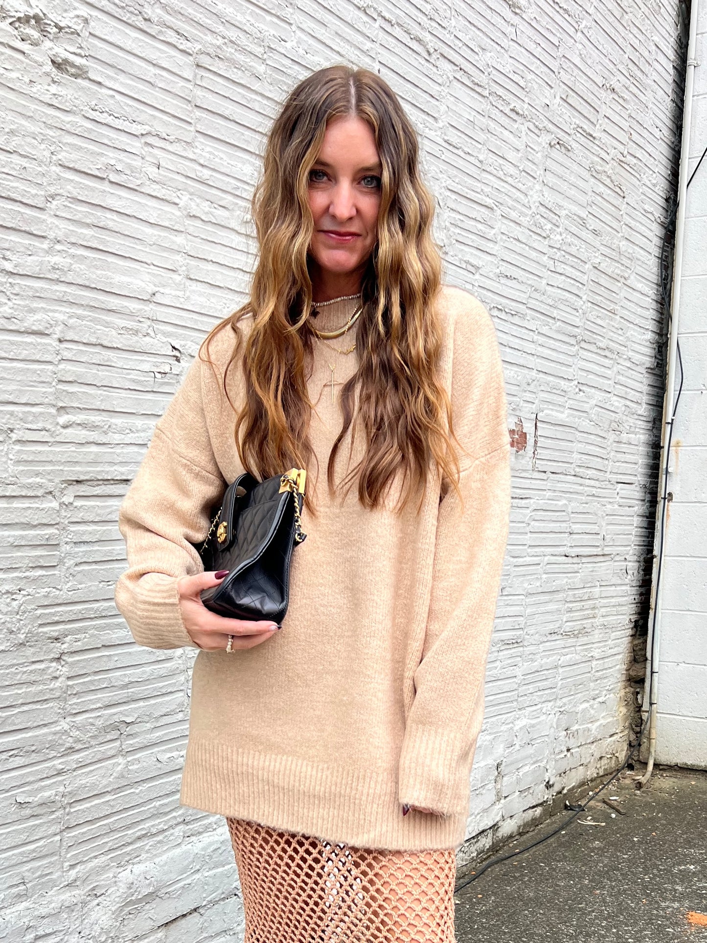 LINE & DOT TAN COZY SWEATER - THE HIP EAGLE BOUTIQUE