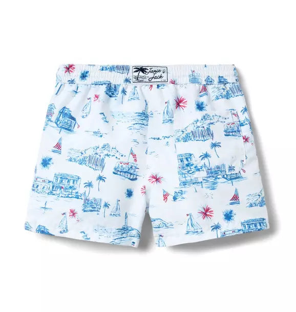 RECYCLED FLORAL SWIM TRUNKS X AMERICANA TOILE