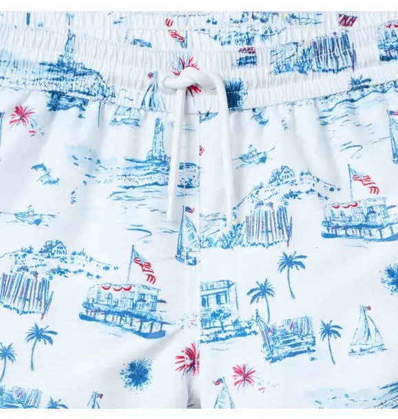 RECYCLED FLORAL SWIM TRUNKS X AMERICANA TOILE