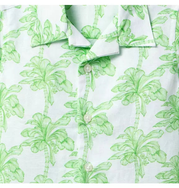 LINEN-COTTON CABANA SHIRT X PALM TREES