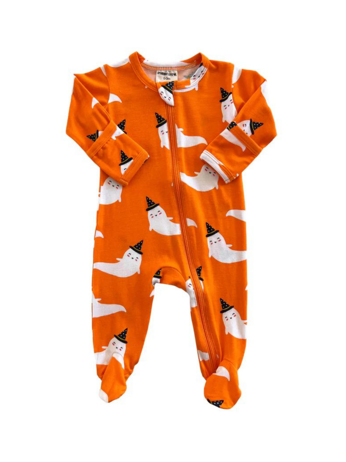 HALLOWEEN 2-WAY FOOTIE IN ORANGE GHOST - THE HIP EAGLE BOUTIQUE