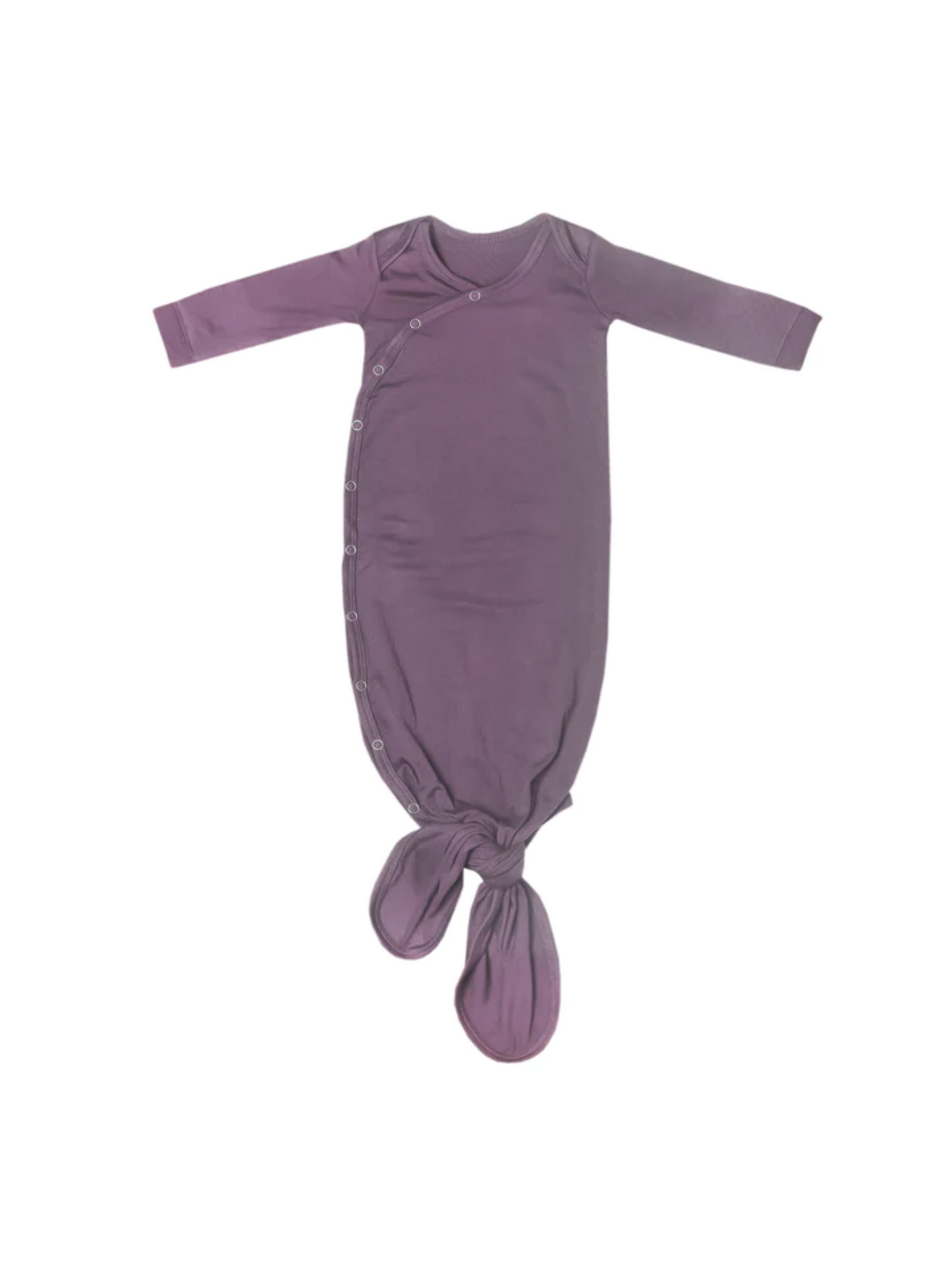 COPPER PEARL KNOTTED GOWN IN PLUM - THE LITTLE EAGLE BOUTIQUE