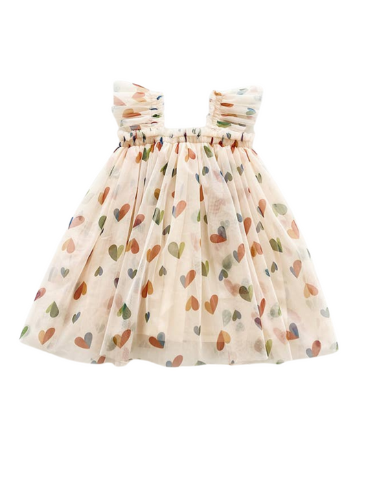 GIRL'S HEART PRINT TUTU DRESS