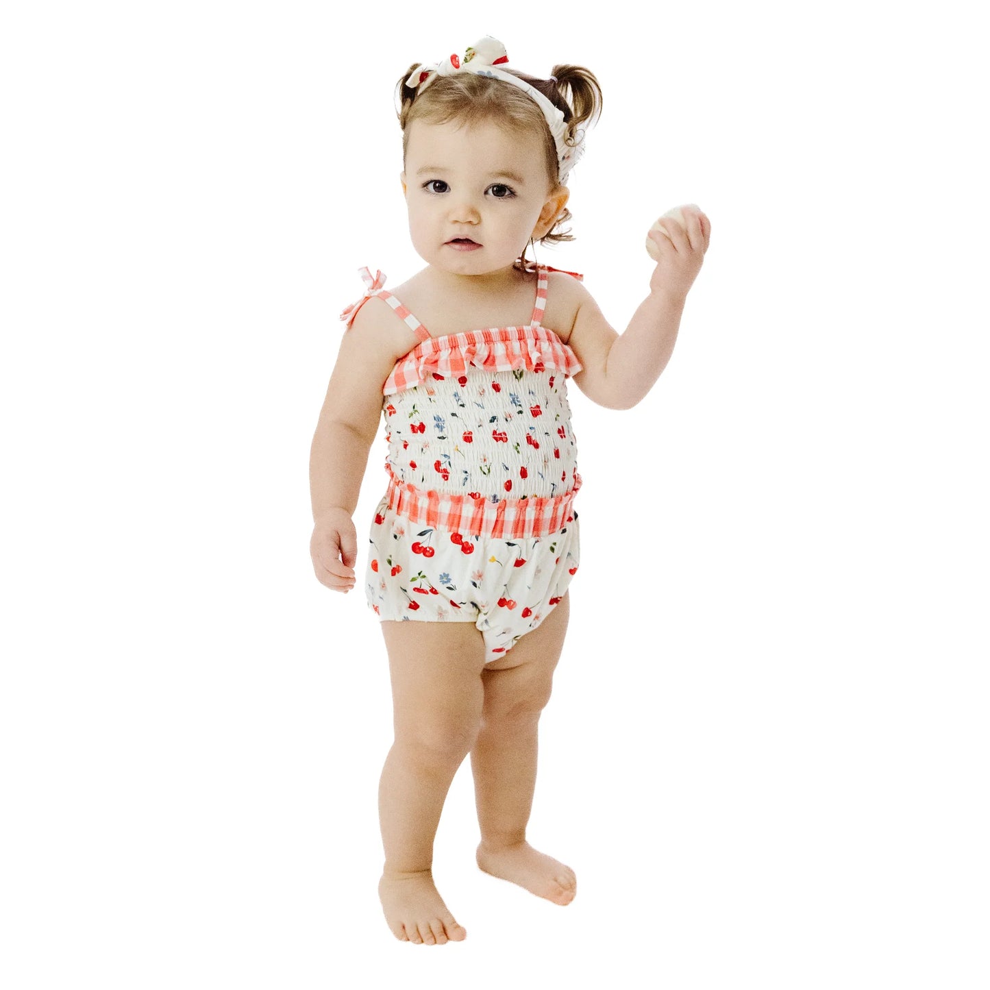 SMOCKED RUFFLE TOP & BLOOMER X WATERCOLOR CHERRIES