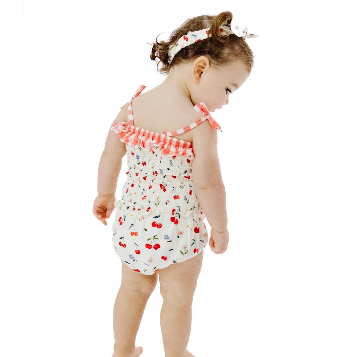 SMOCKED RUFFLE TOP & BLOOMER X WATERCOLOR CHERRIES