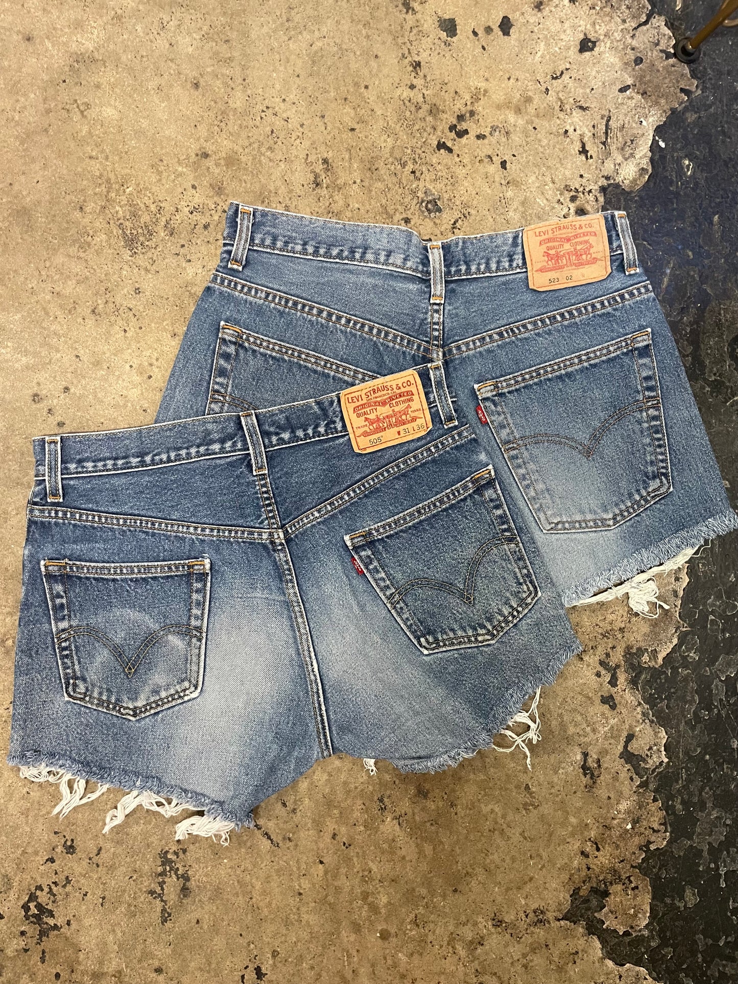 LEVI'S VINTAGE UPCYCLED MID RISE DENIM SHORTS