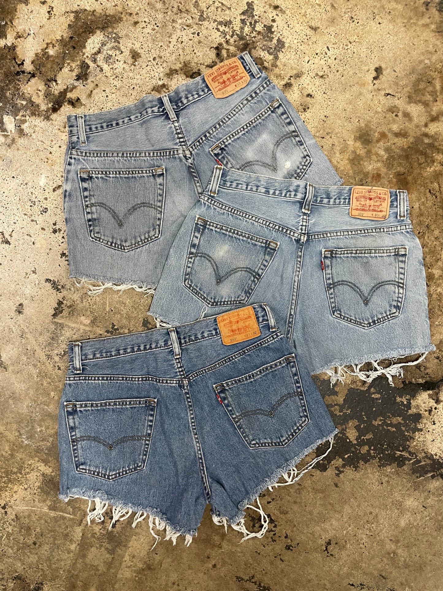 LEVI'S VINTAGE UPCYCLED MID RISE DENIM SHORTS