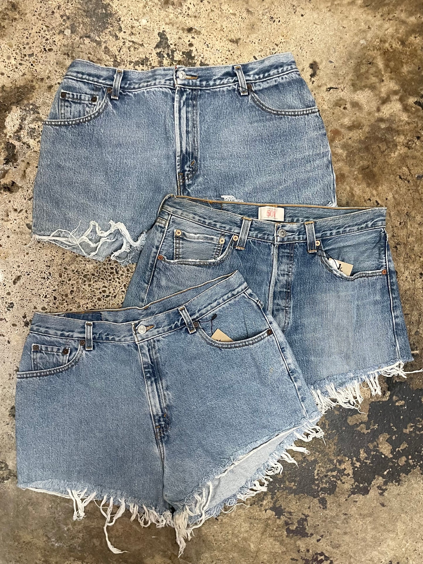 LEVI'S VINTAGE UPCYCLED MID RISE DENIM SHORTS