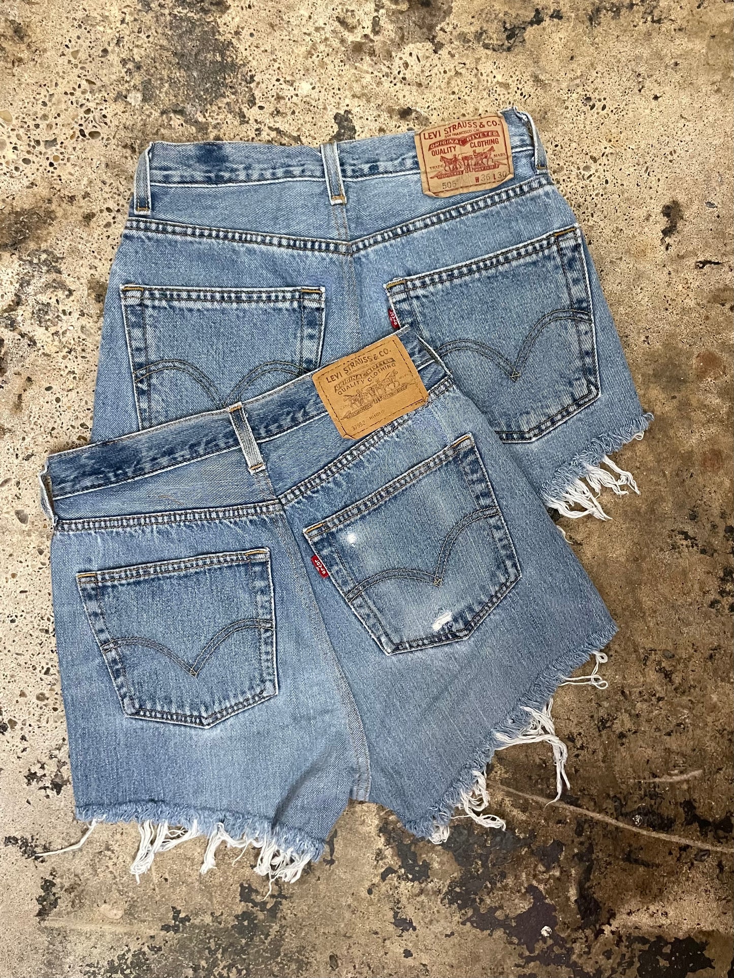 LEVI'S VINTAGE UPCYCLED MID RISE DENIM SHORTS