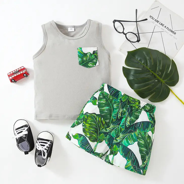 TODDLER BOY BOHO FLORAL TREE PRINT SET - THE LITTLE EAGLE BOUTIQUE