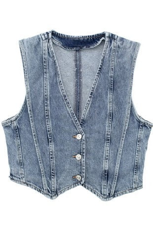 TOPANGA DENIM VEST TOP - THE HIP EAGLE BOUTIQUE