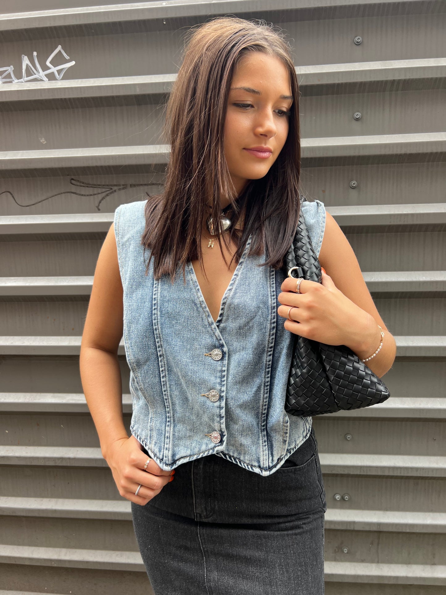 TOPANGA DENIM VEST TOP - THE HIP EAGLE BOUTIQUE