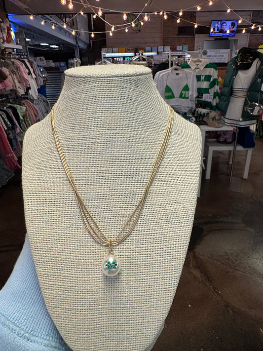 MARSHALL PEARL LOGO LAYERED NECKLACE