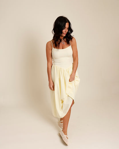 TEA TIME DROP WAIST DRESS X YELLOW