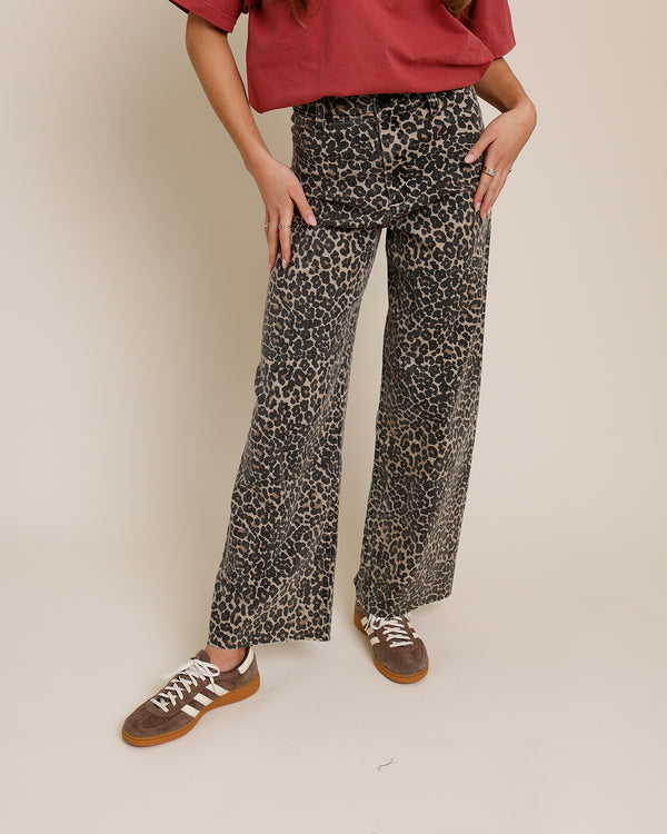 LEOPARD MUSE WIDE LEG JEANS