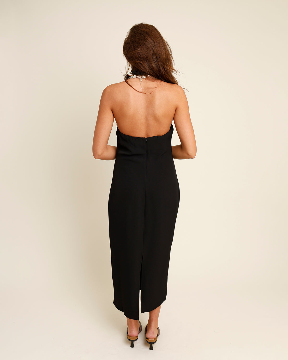 ASTR The Label / Alanna Halter Cowl Neck Dress in Black / Small