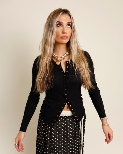 FREE PEOPLE GOING PLACES CARDI X BLACK