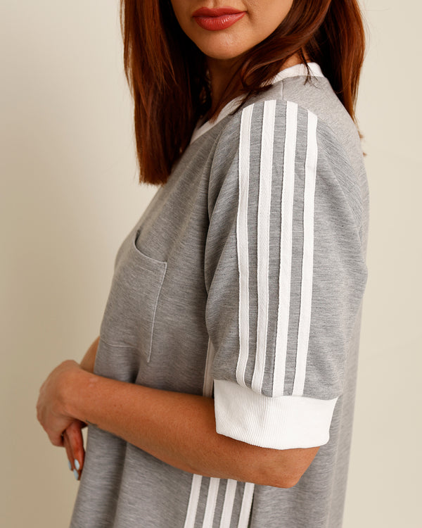 VARSITY TRACK DRESS X GRAY