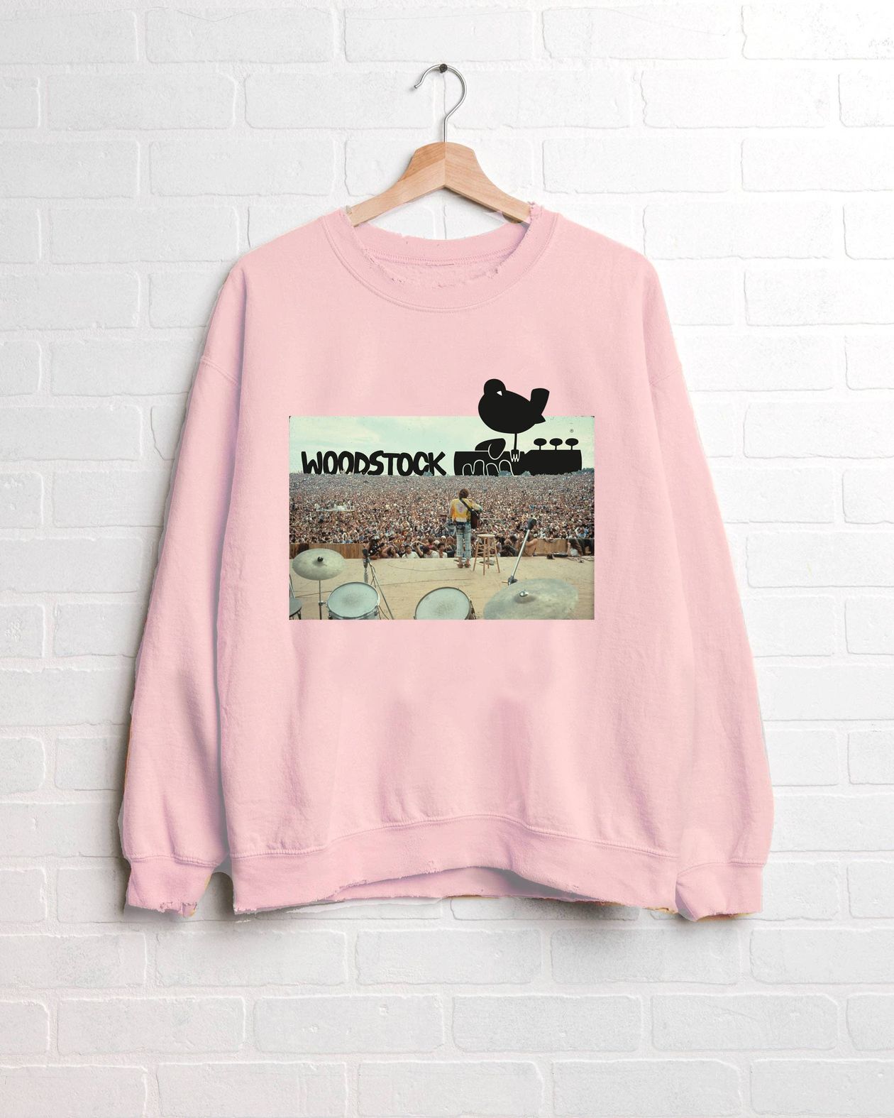 pink woodstock graphic crewneck sweatshirt