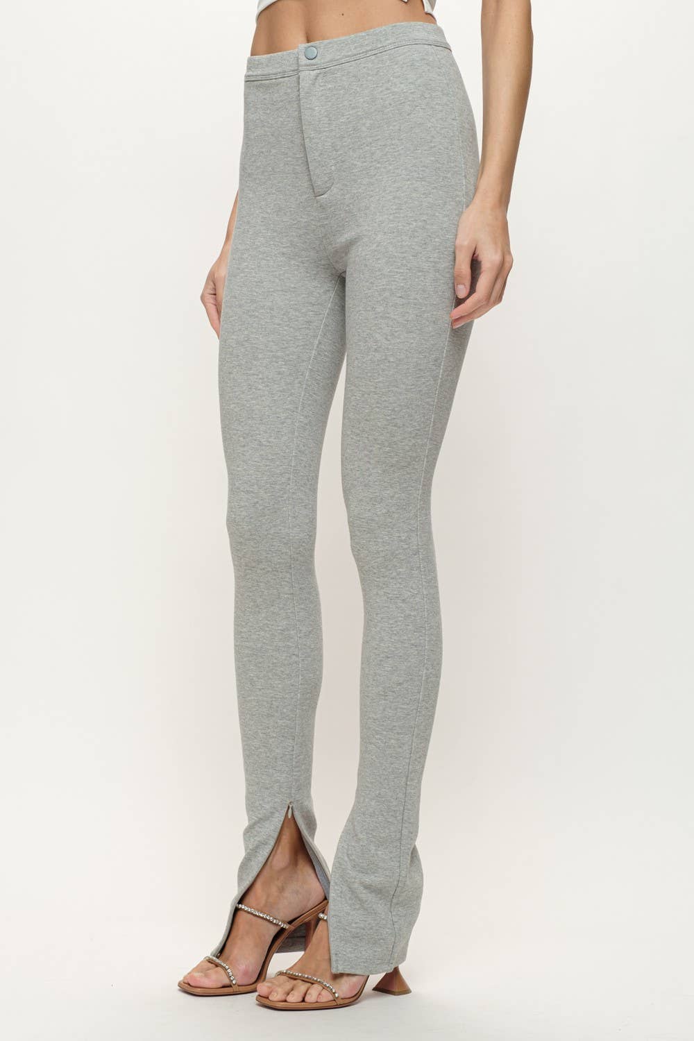 gray split front leggings