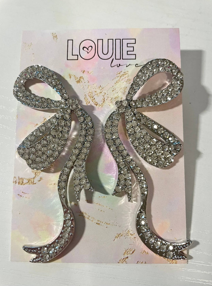 RHINESTONE BOW EARRING