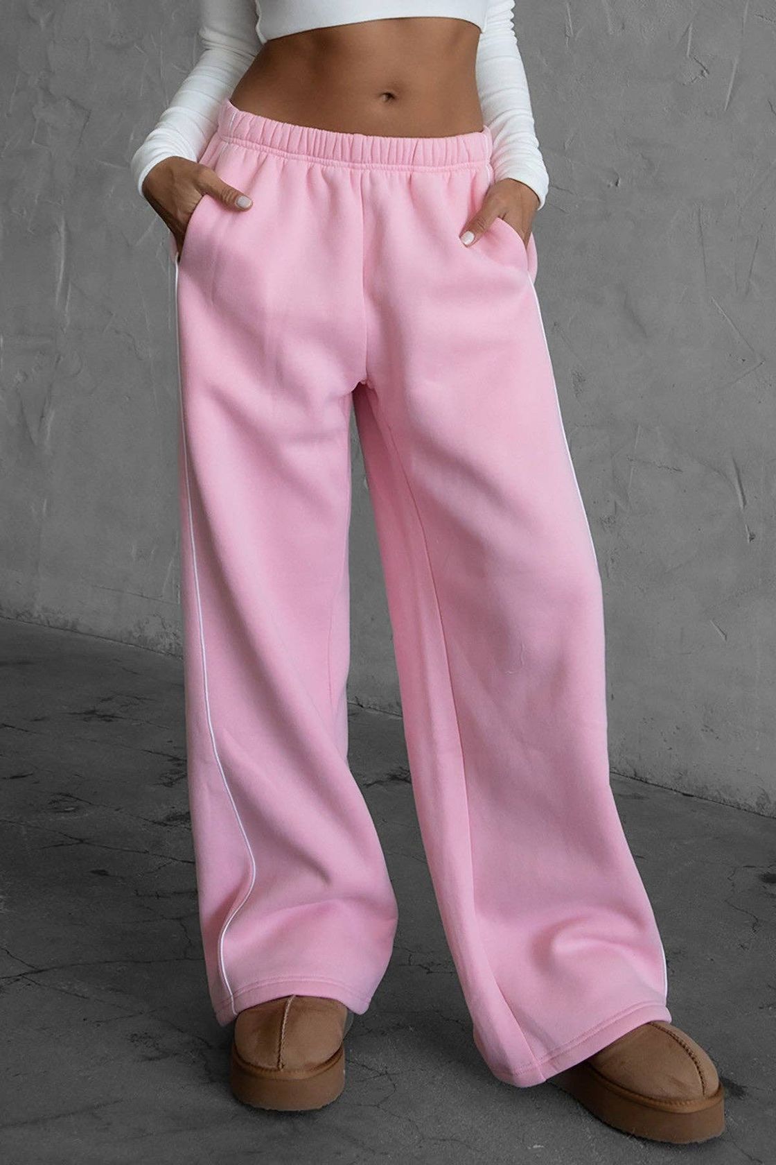 KELSIE ESSENTIAL FLEECE STRAIGHT SWEATPANTS X PINK