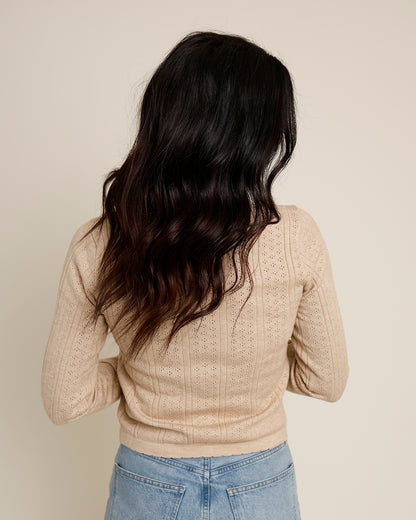 tan button front fitted cardigan