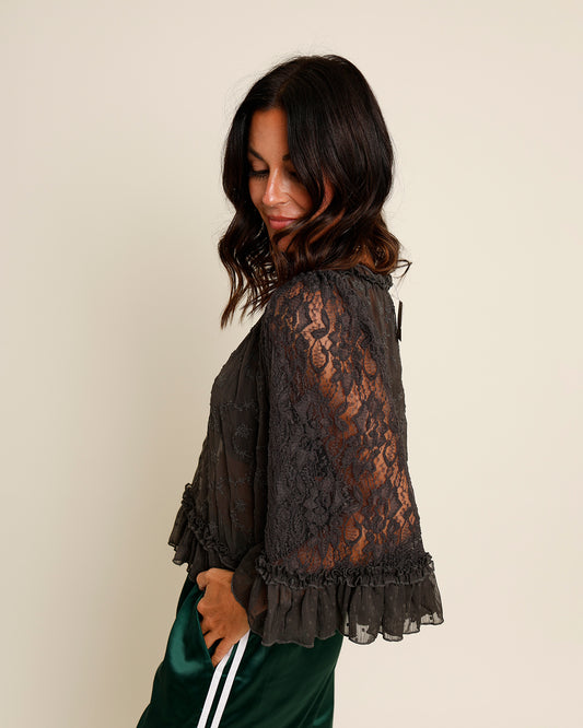 FREE PEOPLE CARLY CAPE TOP X BITUMEN