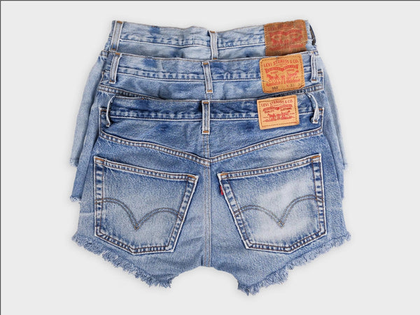 LEVI'S UPCYCLED LOW RISE DENIM SHORTS