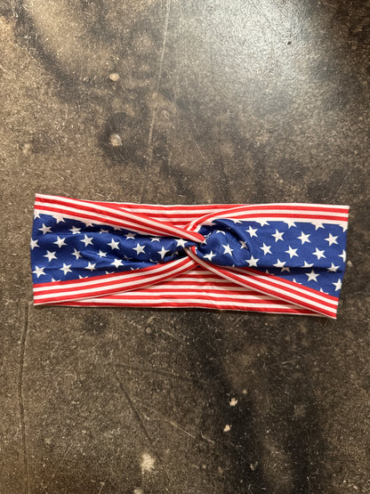 RED, WHITE AND BLUE TWISTED HEAD WRAP