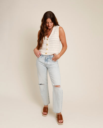 PISTOLA LEXI MID RISE BOWED STRAIGHT JEAN IN SOLSTICE