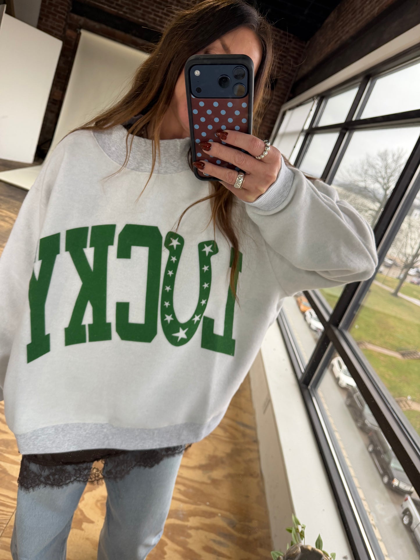 REVERSIBLE LUCKY MOCK NECK SWEATSHIRT