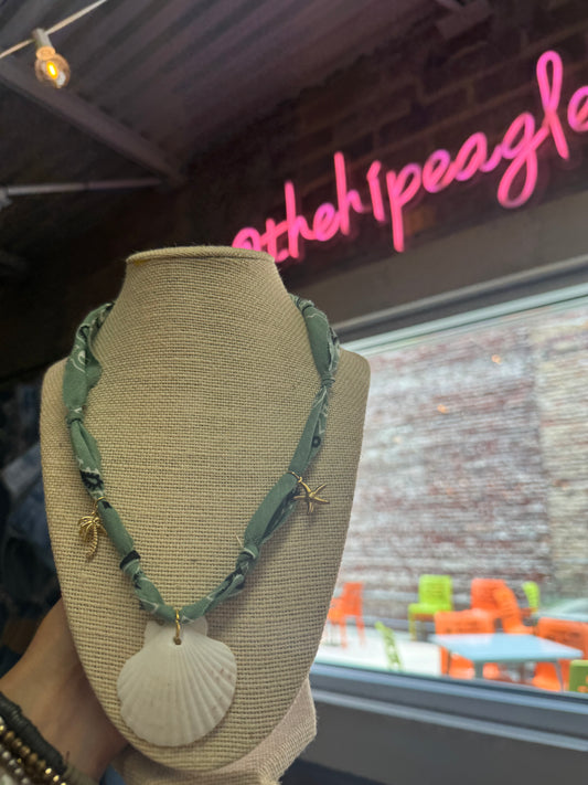 SEAFOAM DREAMS BANDANA CHARM NECKLACE