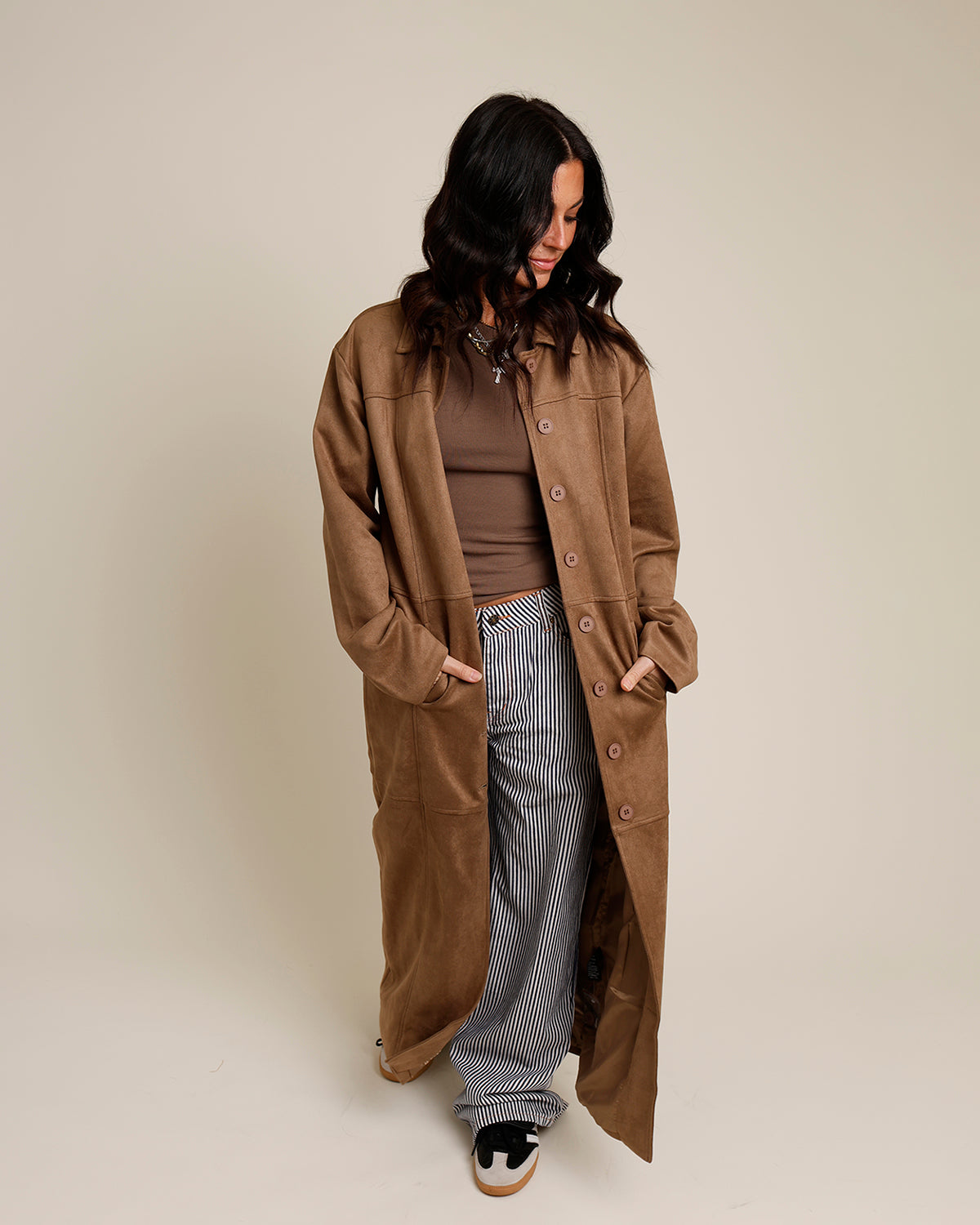 LIONESS OASIS SUEDE FULL LENGTH COAT