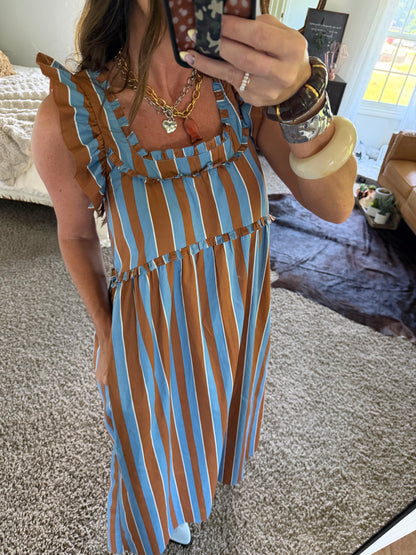 SWEET CAROLINE STRIPED MIDI DRESS