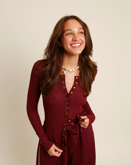 free people burgandy maroon waffle tee