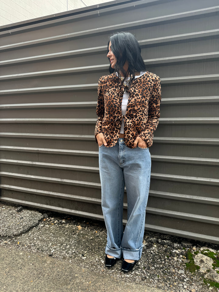 leopard quilted shirt jacket