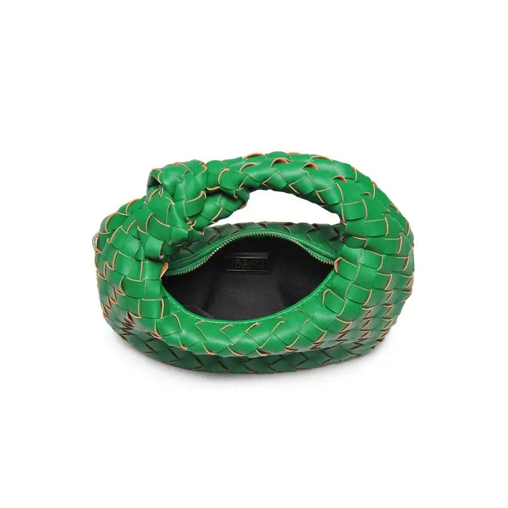 SOLID BLACK / KELLY GREEN WOVEN CLUTCH - THE HIP EAGLE BOUTIQUE