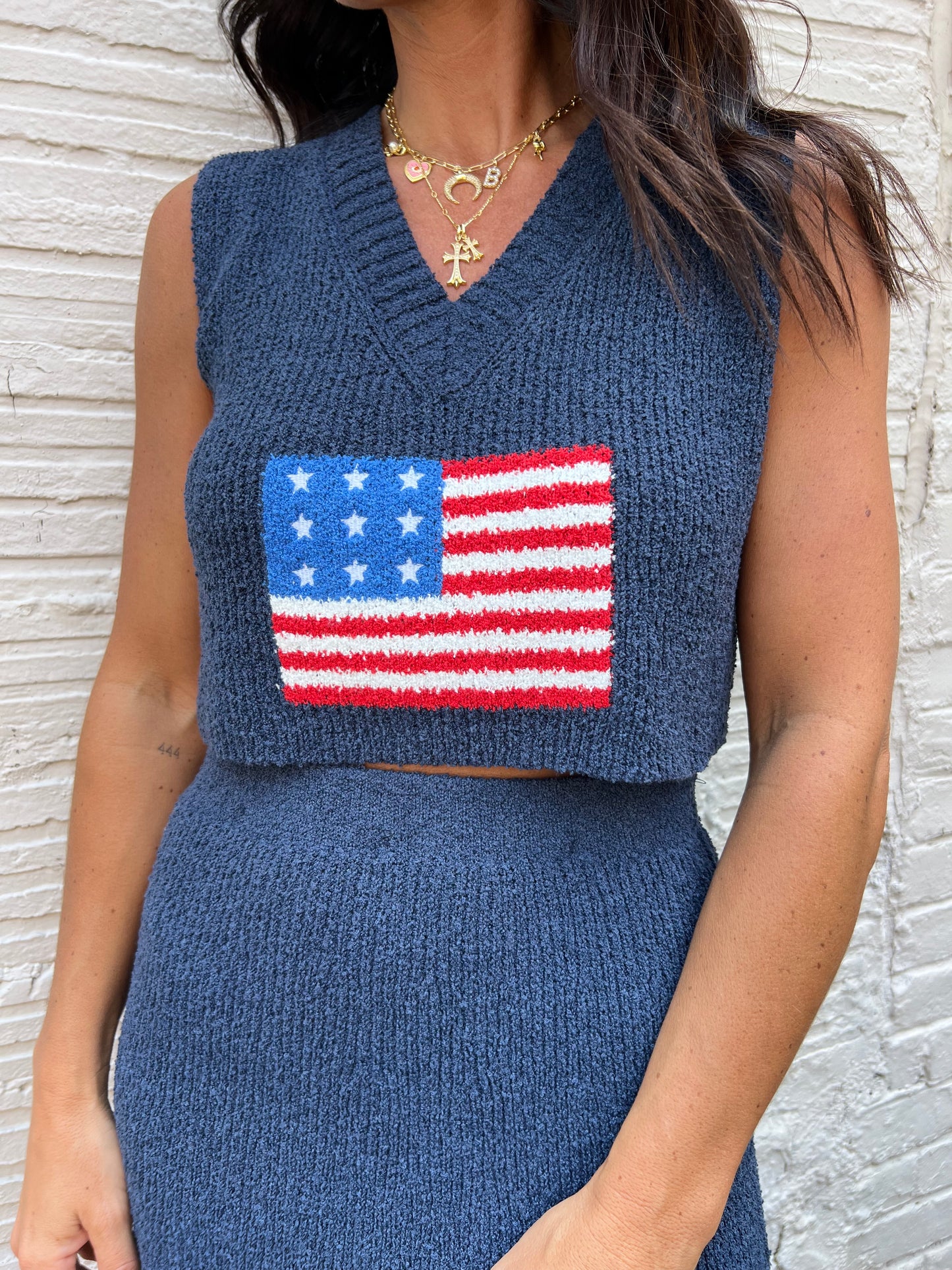 american flag sweater tank