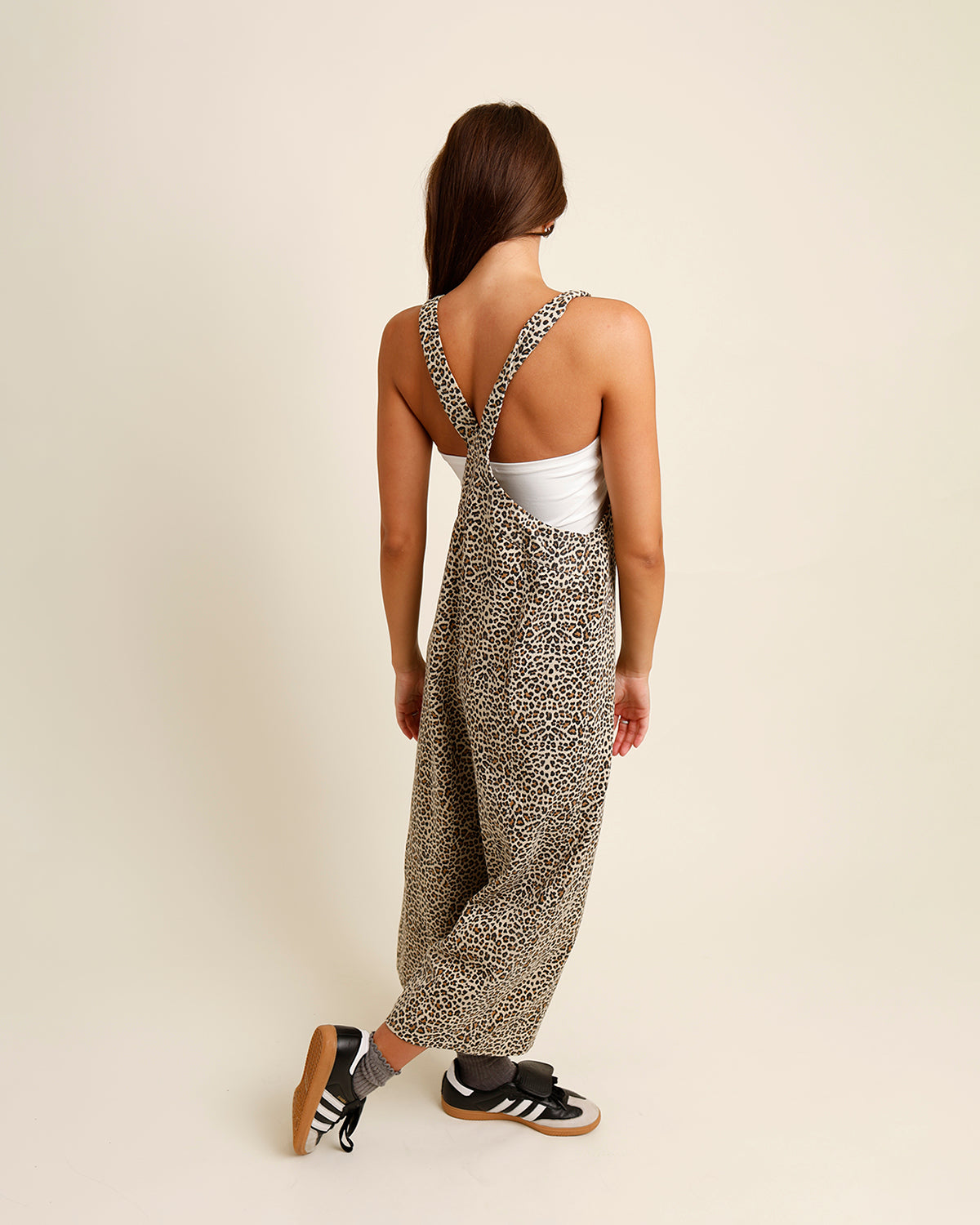 MESA LEOPARD PRINT DENIM OVERALLS