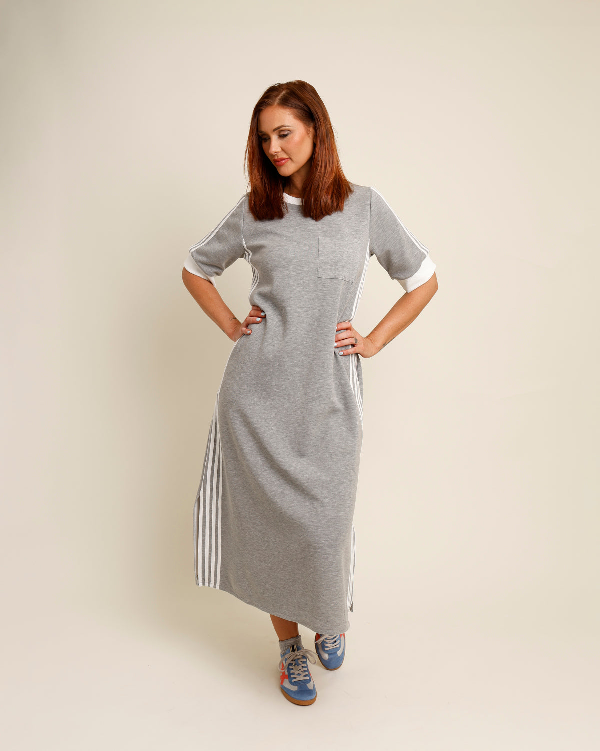 VARSITY TRACK DRESS X GRAY
