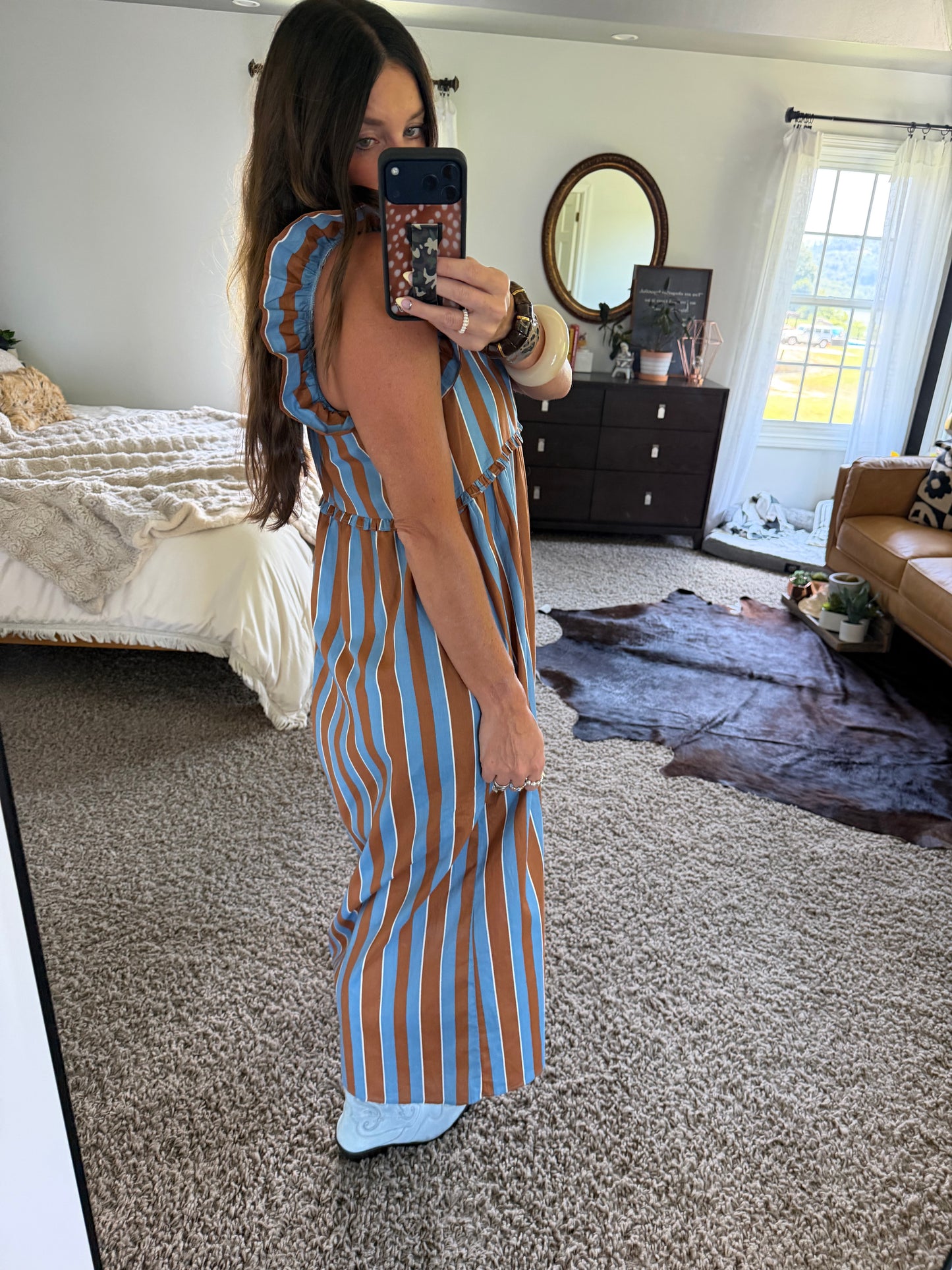 SWEET CAROLINE STRIPED MIDI DRESS