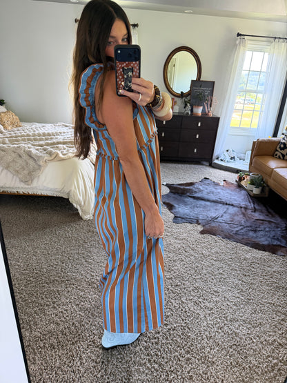 SWEET CAROLINE STRIPED MIDI DRESS